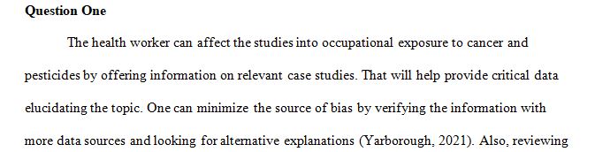 How could the Health Worker affect studies of occupational exposure of pesticides and cancer