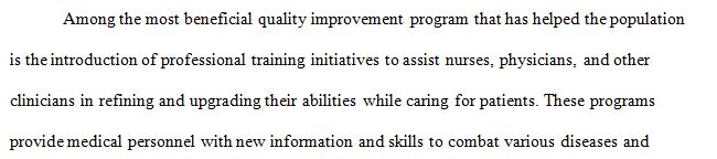 Identify either a safety or quality improvement initiative related to improving population health