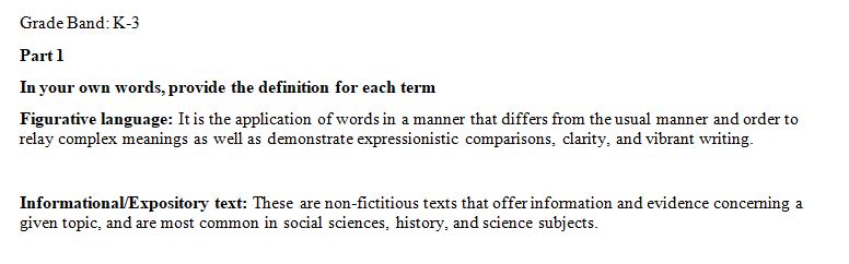 In your own words, provide the definition for each term