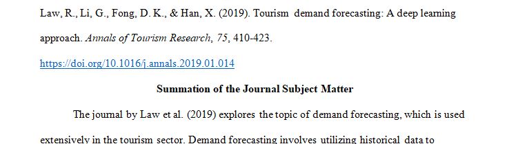 Locate one Journal article that addresses some facet of forecasting