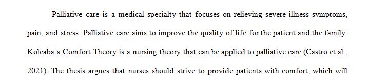 Palliative care, applying Kolcaba’s theory of comfort