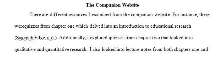 Take a moment to examine the companion website to our textbook