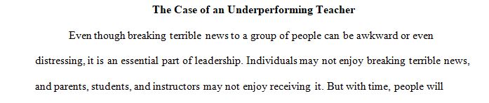 The Case of an Underperforming Teacher