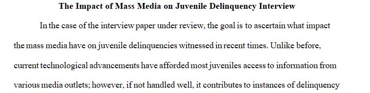 The impact of mass media on juvenile delinquency