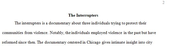 This is a PBS documentary that goes directly into the community as the workers of Cease Fire work diligently to stop violence in Chicago