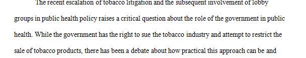 Tobacco Litigation and Lobby Groups