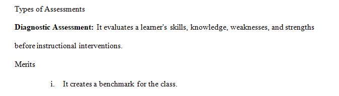 Types of Assessment