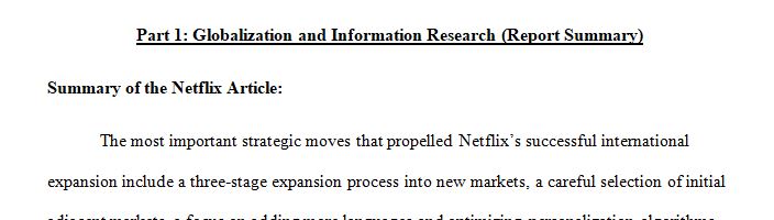 Understanding of how companies can look at globalization as part of their strategic and operational plans