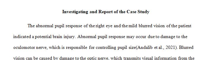 Which of the test results indicated a brain injury and why