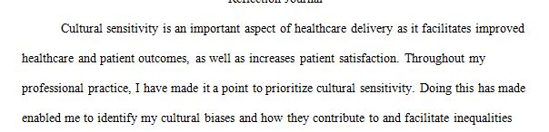 Write a reflection journal to outline what has been discovered about your professional practice