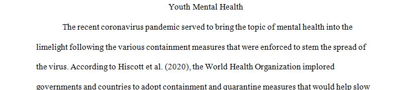 Write an Opinion Editorial on Youth Mental Health