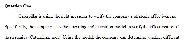  Assess whether Caterpillar Inc. is using the appropriate measures to verify its strategic effectiveness