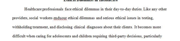 Ethical issues and dilemmas in caring for children and adolescents