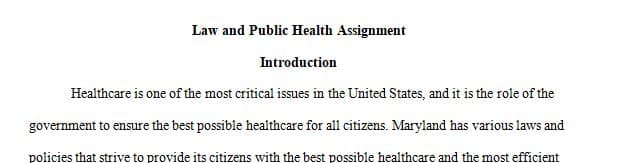 Select one state and one federal law related to the governmental role program you selected