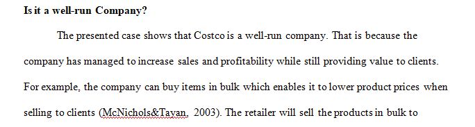 The case is Costco Wholesale Corporation Financial Statement Analysis