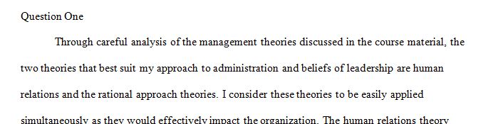 Articulate your personal theory of administration in a brief statement called My Theory of Administration