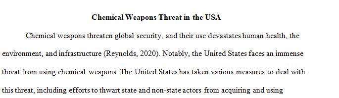 Assess what particular chemical weapon poses the most significant threat to the United States