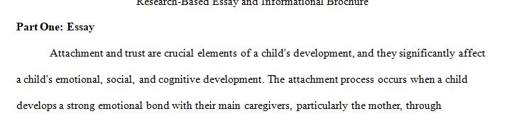 Compose a research-based essay and informational brochure focusing on language development