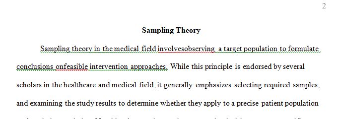 Describe sampling theory and provide examples to illustrate your definition