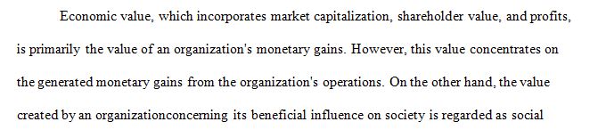 Discuss the difference between economic value and social value or the shared value creation framework