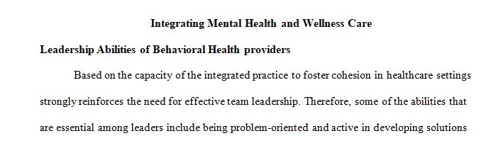 How mental health and wellness care can be implemented in a medical setting