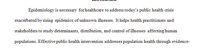 Use the Library to research an article related to the role of population health and epidemiology in public health