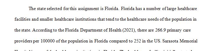 Write a 3 page paper that identifies a healthcare organization in your state