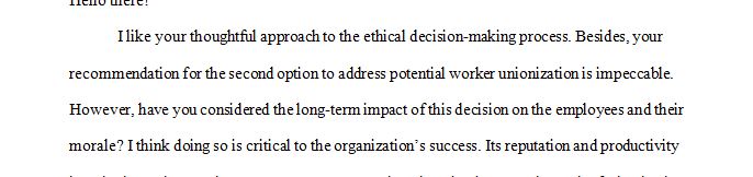 You are the HR Director and have been asked to prepare a report recommending the way to approach the election