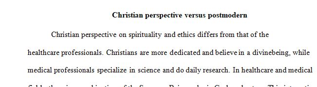 Write a 500-750-word essay describing how mental health and wellness care can be implemented in a medical setting.
Include the following in your essay:
1.	Describe necessary leadership abilities of behavioral health providers and others managing the daily operations of a mental health and wellness facility within medical settings. 
2.	Analyze how mental health and wellness facilities are part of an integrated health system in the United States.
3.	Find one scholarly research article on integrated healthcare within mental/behavioral health and provide steps that can be taken by a behavioral health and medical organization to maintain the growth of integrated healthcare. Provide a scholarly source (peer reviewed) with an in-text citation.
4.	Analyze pertinent information from one of the latest research findings about integrated health to explain the significance of healthcare integration.
Include a minimum of three scholarly references to support the information provided.
explain the Christian perspective of the nature of spirituality and ethics
