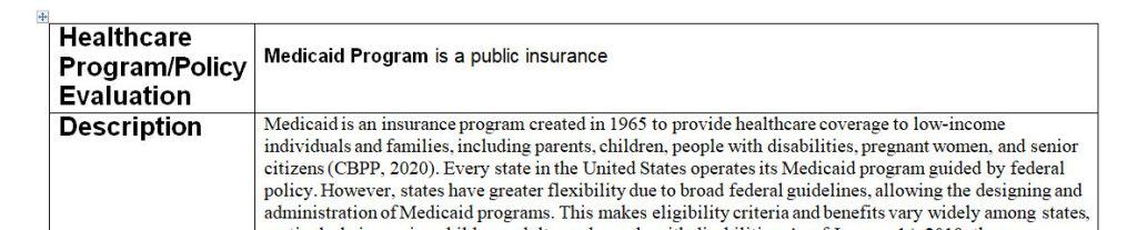 Assessing a healthcare program/policy evaluation 