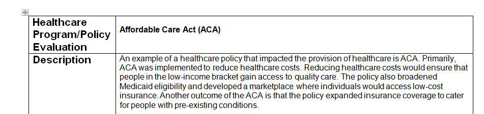 Assessing a healthcare program policy evaluation