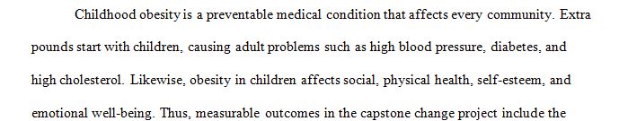 Create a list of measurable outcomes for your capstone project intervention