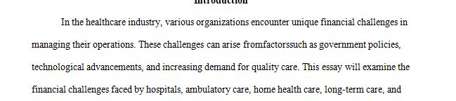 Describe the current financial environment in health care and its influence on decision making.