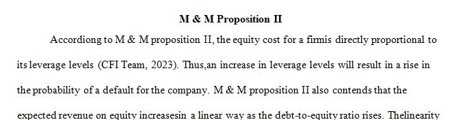  Explain MM proposition II under conditions of corporate taxes and risk-free debt