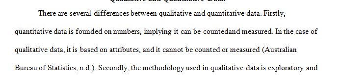 Explain the difference between qualitative and quantitative data.