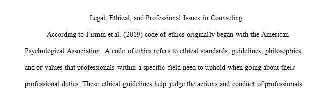 Legal Ethical And Professional Issues In Counseling