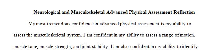 Neurological and musculoskeletal advanced physical assessment