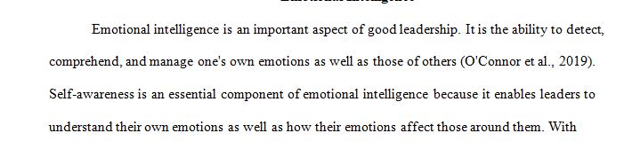 One of the five elements of emotional intelligence is self-awareness.