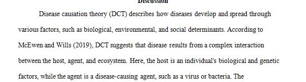 Post a brief description of disease causation theory and your practice issue.