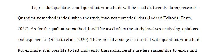 Quantitative research and qualitative research are two different types of methods.