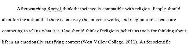 Rorty over Science vs. Religion discussion