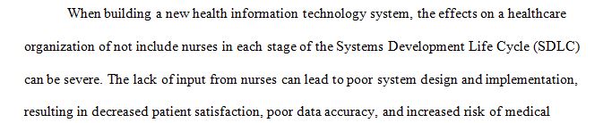 The inclusion of nurses in the systems development life cycle