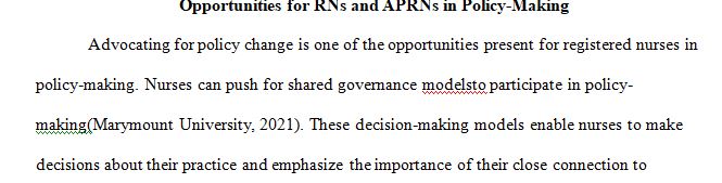 The role of the RN APRN in policy-making