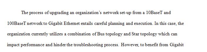Your company is in the process of upgrading the network infrastructure