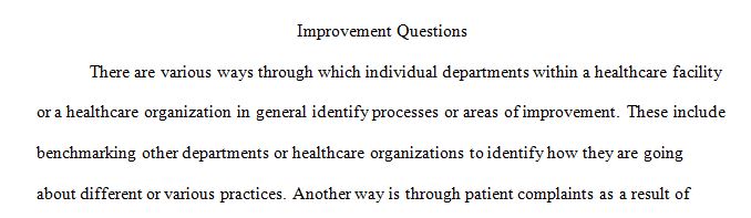 how does a healthcare organization, or an individual department of a healthcare facility