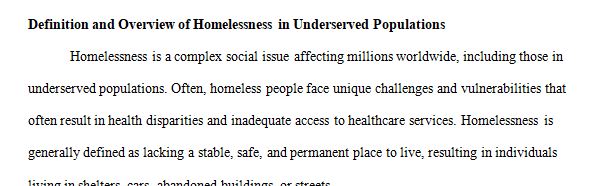 underserved population (homeless)