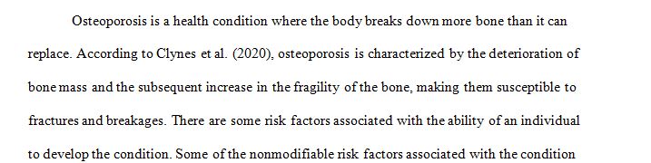 Explain the modifiable and nonmodifiable risk factors for osteoporosis