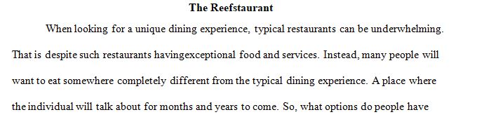 Imagine that you are a celebrity chef pitching your newest, innovative idea for a restaurant to the CEO of a restaurant investment group.