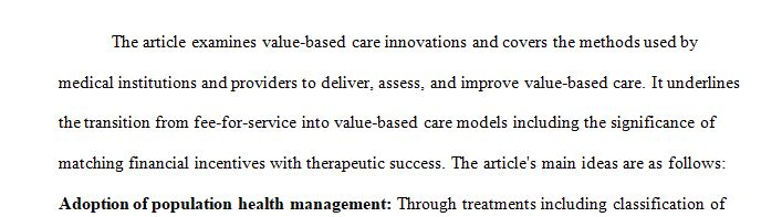 Innovations in Value-Based Care