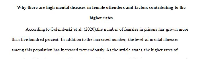 Mental Illness in Female Offenders Essay